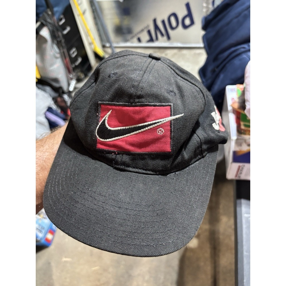 Nike Vintage 90s Swoosh Logo Just do It Embroidered Snapback Hat Cap Y2K Rare